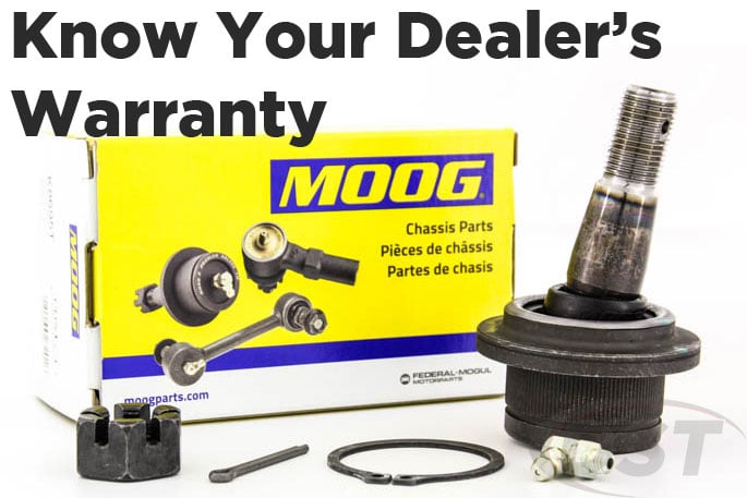 know your moog dealers warranty