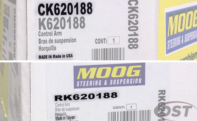 different moog control arms