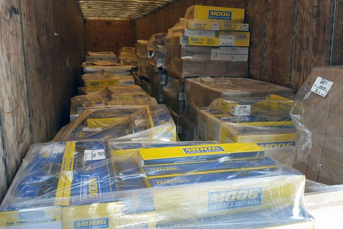 suspension parts arriving at the new warehouse