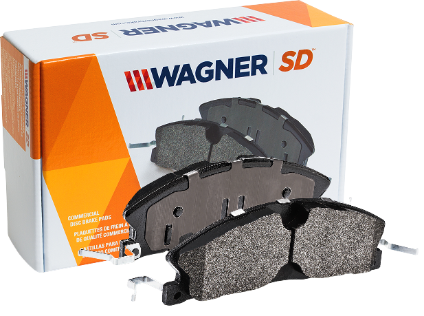 Wagner SD brake pads in front of the box